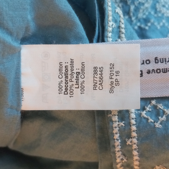 Madewell 100% Cotton Blue & White Embroidered Short Sleeve Midi Dress W/ Pockets - Picture 8 of 11